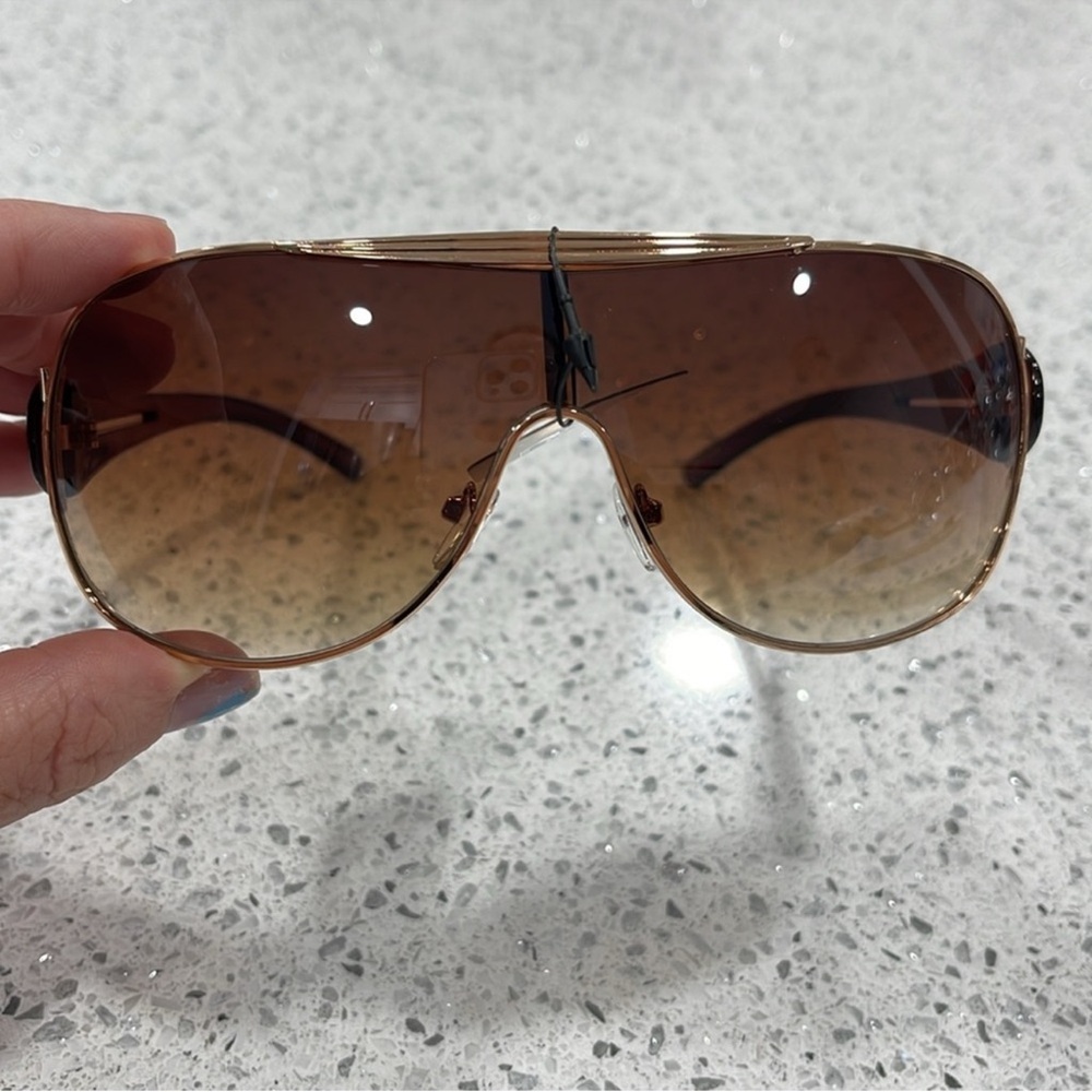 NWT DG SUNGLASSES AVIATOR WRAP ROSE GOLD FRAME SOFT BROWN GRADIENT LENSE WOMENS - Picture 9 of 9